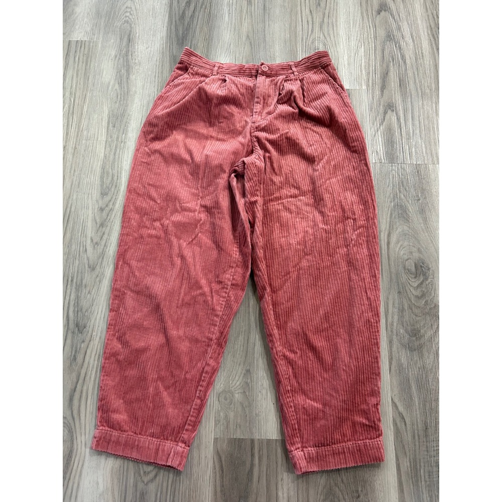 Rowing Blazers Womens Pleated Wide Leg Corduroy Pants 10 Pink Cotton Trousers